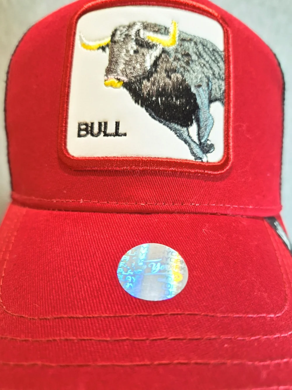 Red Raging Bull Embroidered Bull Patch Baseball Cap